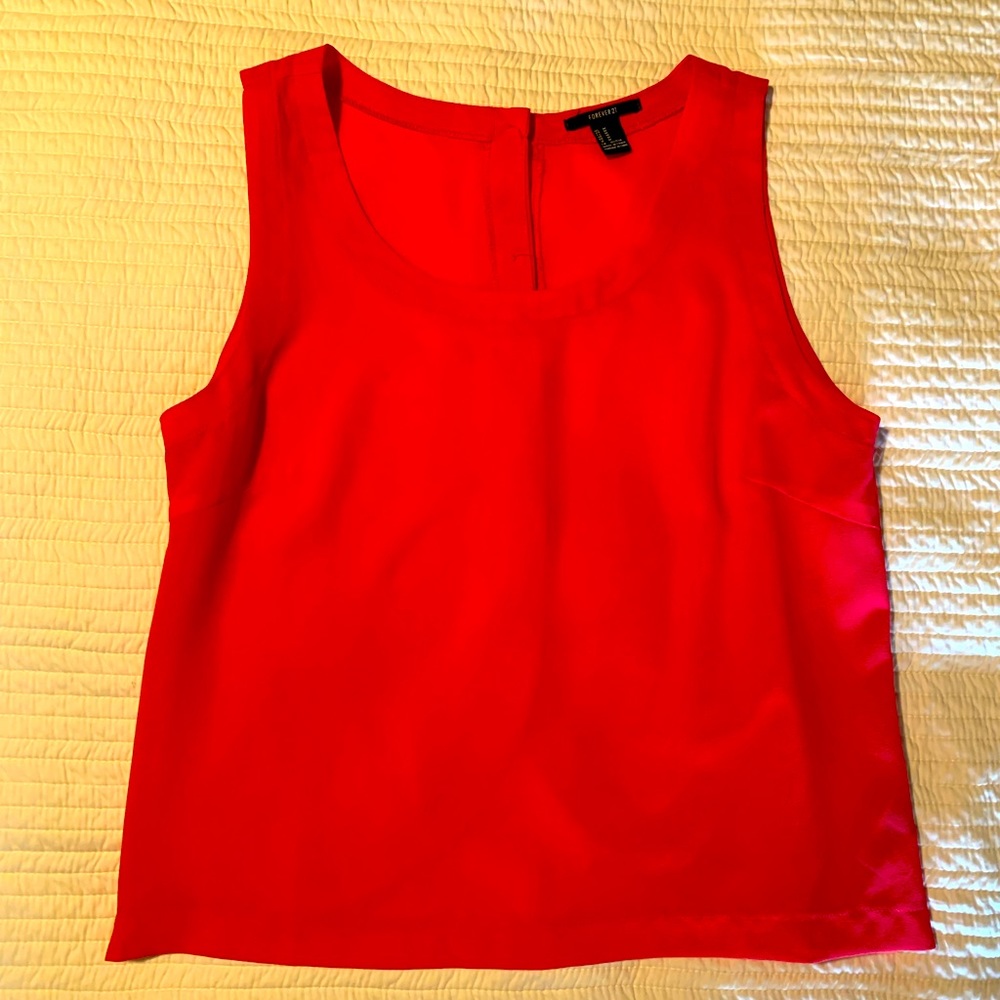 Forever 21 medium red/coral tank top w/ buttons on back